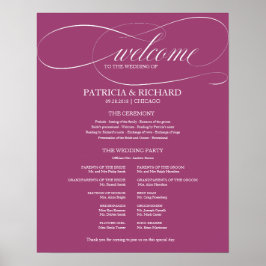 Poster Painel de Programa de Cerimônia de Casamento Rosa 
