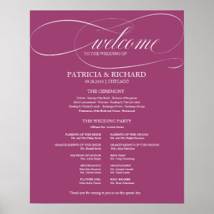 Poster Painel de Programa de Cerimônia de Casamento Rosa 