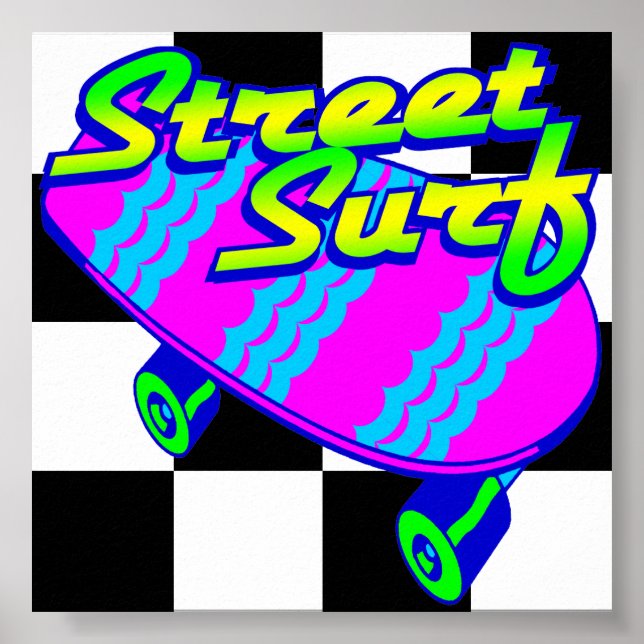 Poster Painel de Surf da Rua Retro Corey Tiger 80s (Frente)
