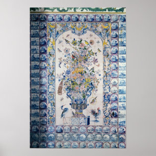 Póster Painel do azulejo de Delft do banheiro