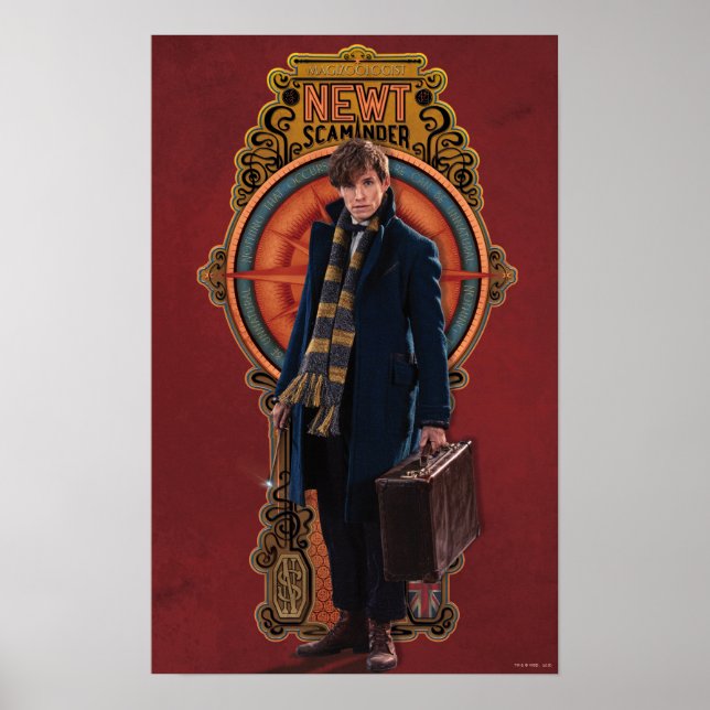 Póster Painel NEWT SCAMANDER™ Art Nouveau em pé (Frente)