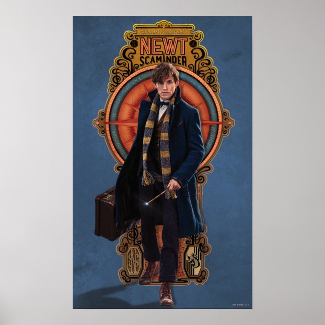 Poster Painel NEWT SCAMANDER™ Walking Art Nouveau (Frente)