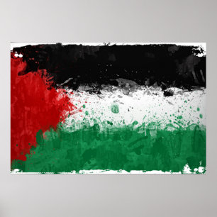 Póster Paint Art Grunge Palestine Flag