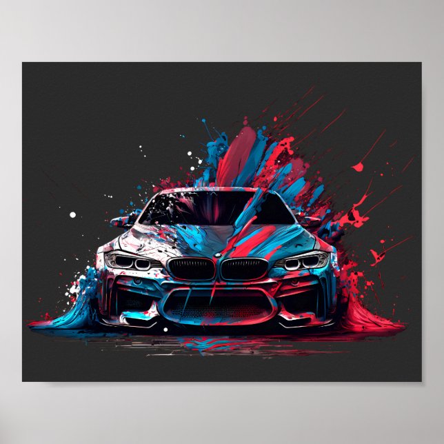 Poster Paint Splatter Patriótico BMW (Frente)