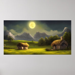 Poster Paintagem de Uma Algodão na Montanha