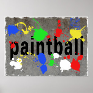 Poster Paintball Splatter on Concrete Wall