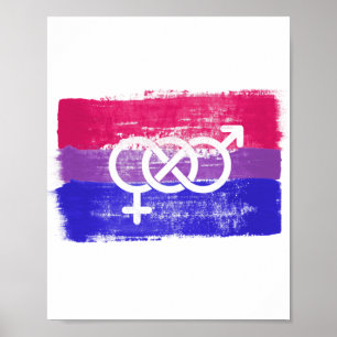 POSTER PAINTED BISEXUAL SYMBOL PRIDE FLAG