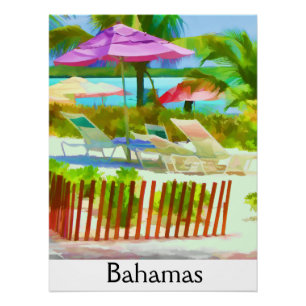 Póster Painterly Bahamas Summer Vacation Scene Beach