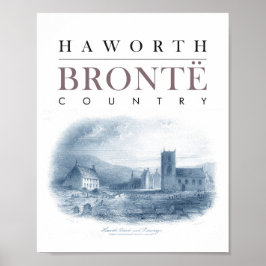 Poster País de Bronte com Igreja Haworth e Parsonage