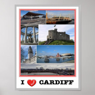 Poster País de Gales - Cardiff - I Love -