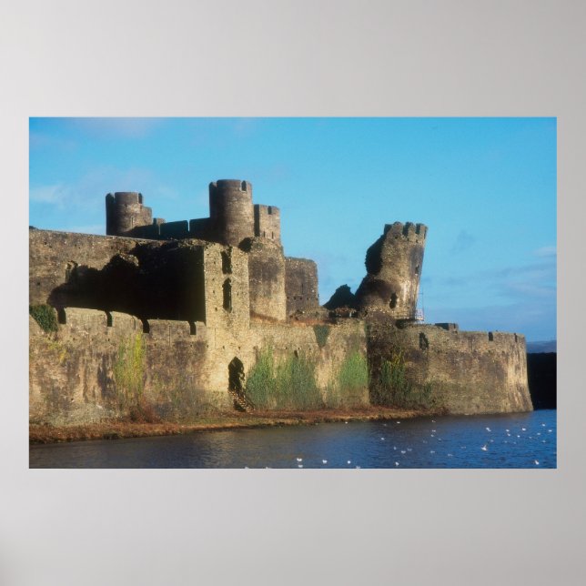 Poster País de Gales - castelo de Caerphilly, com uma vis (Frente)