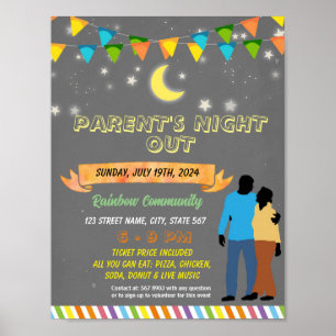 Poster Pais editáveis noites fora da escola modelo
