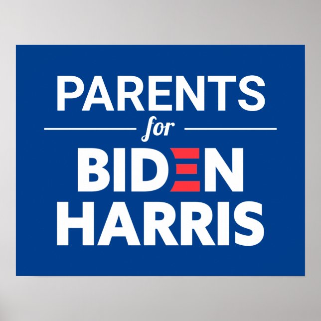 Poster Pais para Biden Harris Texto Personalizado Azul (Frente)