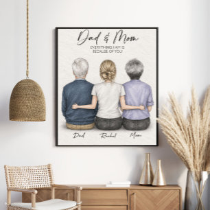 Poster Pais Personalizados Família Arte de Lápis