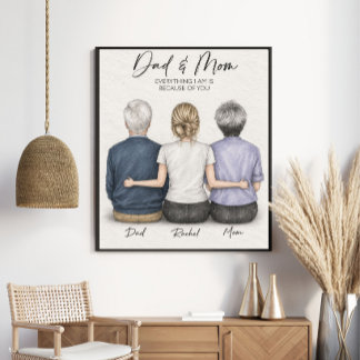 Poster Pais Personalizados Família Arte de Lápis