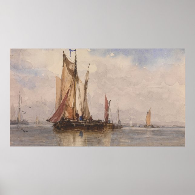 Poster Paisagem (1867) Paul Jean Clays (Belga, 1817-190) (Frente)