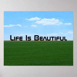 Póster Paisagem "A vida é bonita" personalizável