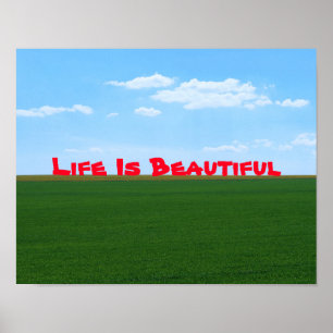 Póster Paisagem "A vida é bonita" personalizável