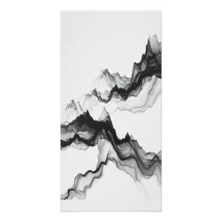 Póster Paisagem abstrata de picos de montanhas em lavagem