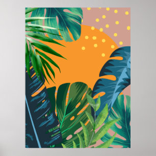 Poster Paisagem Abstrata do Pôr do Sol Tropical na Selva