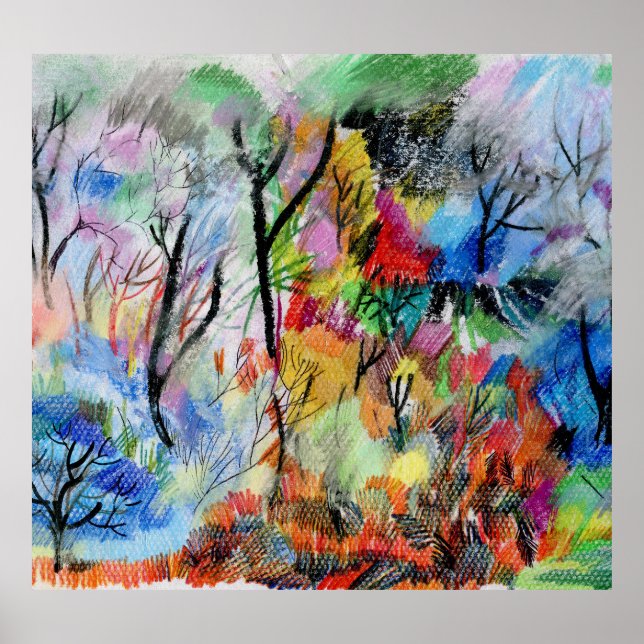 Poster Paisagem Abstrata: Fundo Desenhado à Mão (Frente)
