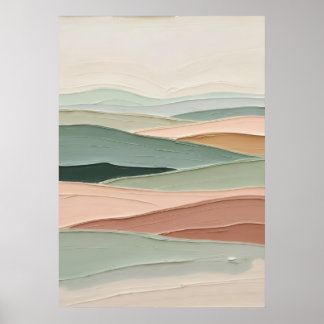 Poster Paisagem Abstrata Minimalista em Verde Salvia e Ro