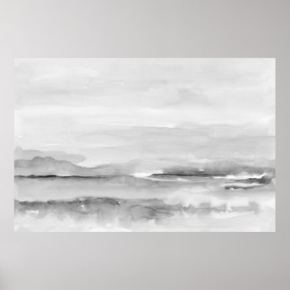 Poster Paisagem Abstrato a preto e branco 1
