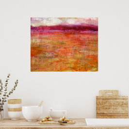 Poster Paisagem Abstrato cor-de-rosa laranja