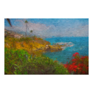 Póster Paisagem Abstrato da Costa da Califórnia