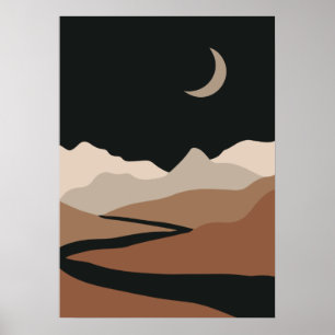 Poster Paisagem Abstrato neutra, Montanha Minimalista