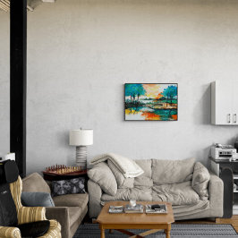 Poster Paisagem abstrato, pintura acrílica colorida