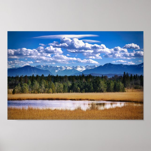 Póster Paisagem Alpina das Montanhas Cênicas (Frente)