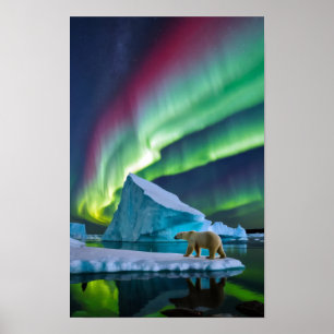 Poster Paisagem ao ar livre do Ártico Aurora Iceberg