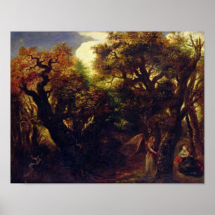 Póster Paisagem arborizada com Hagar e o anjo