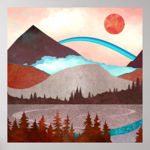 Poster Paisagem Arco-íris Azul