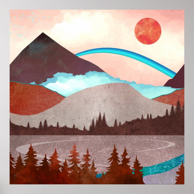 Poster Paisagem Arco-íris Azul (Frente)