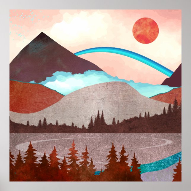 Poster Paisagem Arco-íris Azul (Frente)