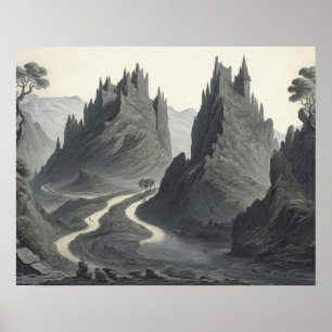 Poster Paisagem Artística Medieval Paisagem Digital