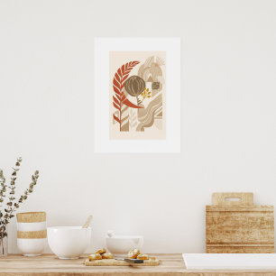 Poster Paisagem Botânica Minimalista   Boho Meio do Sécul