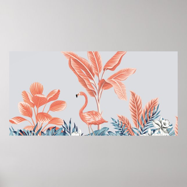 Poster Paisagem botânica tropical, palma rosa, (Frente)