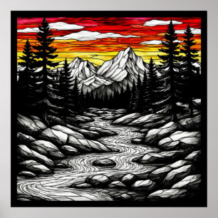 Poster Paisagem Cênica com Rio Fluindo