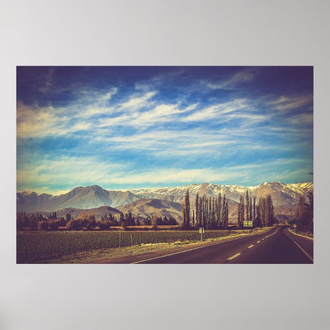 Póster Paisagem Cênica de Montanha nos Andes (Frente)