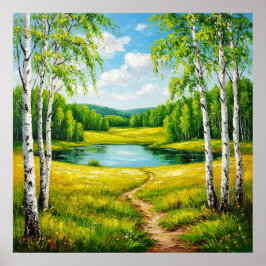 Poster Paisagem Cêntica de um Lago Serene