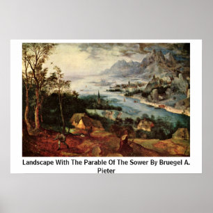 Póster Paisagem com a parábola do Sower por Bruegel