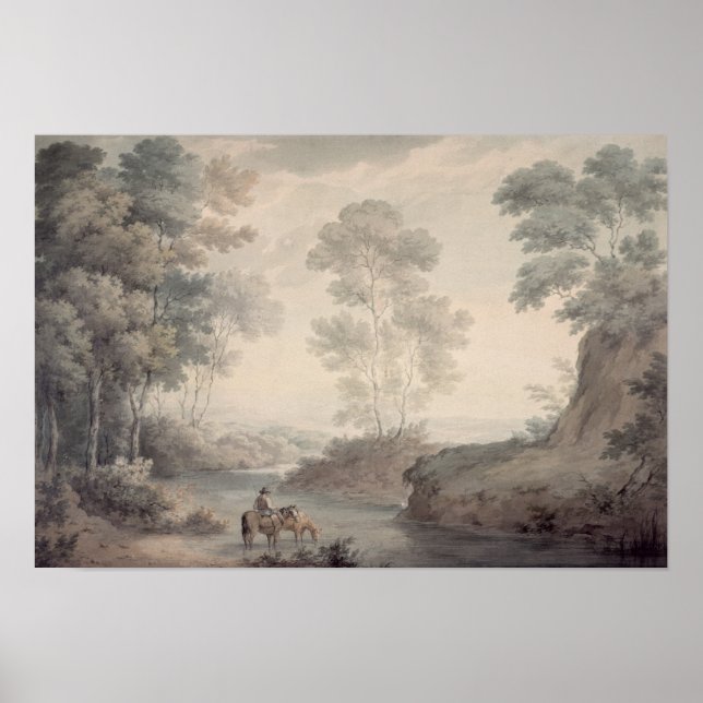Poster Paisagem com águas fluviais e equinas (Frente)