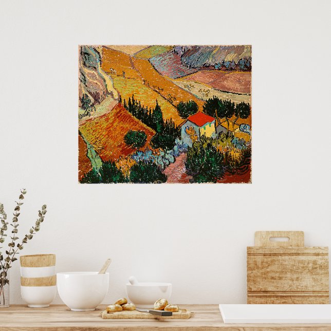 Poster Paisagem com Casa e Lavrador, (Cozinha)