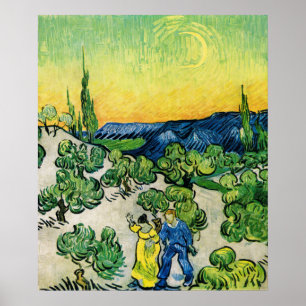 Poster Paisagem com Casal Caminhando de Vincent van Gogh