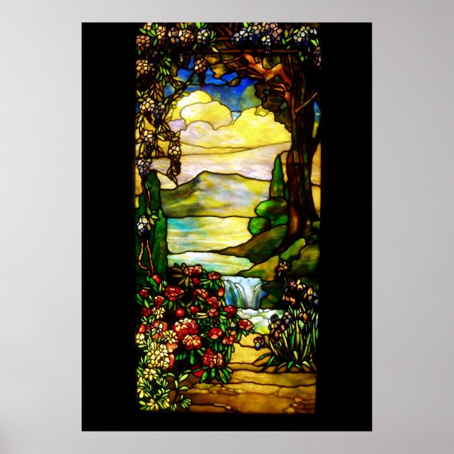 Poster Paisagem com Cascata,Tiffany 1920 (Frente)