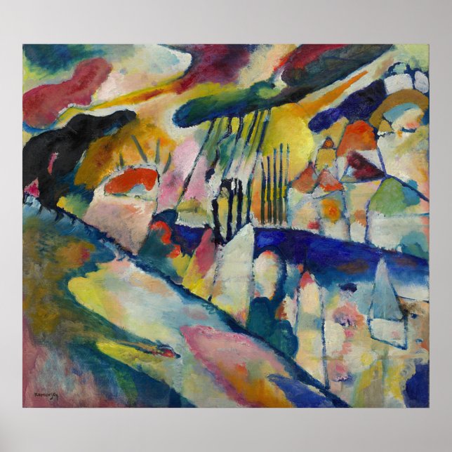 Poster Paisagem com Chuva por Vasily Kandinsky (Frente)