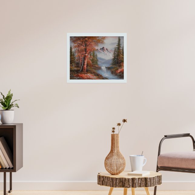 Poster Paisagem com montanhas e cascata (Sala de Estar 3)